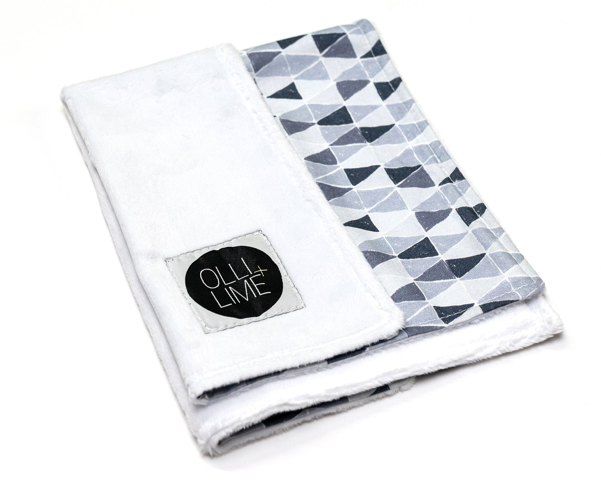 Gray Banners Marching - Deluxe Nursery Bedding Set - Monochrome Mini-Triangles - Olli+Lime